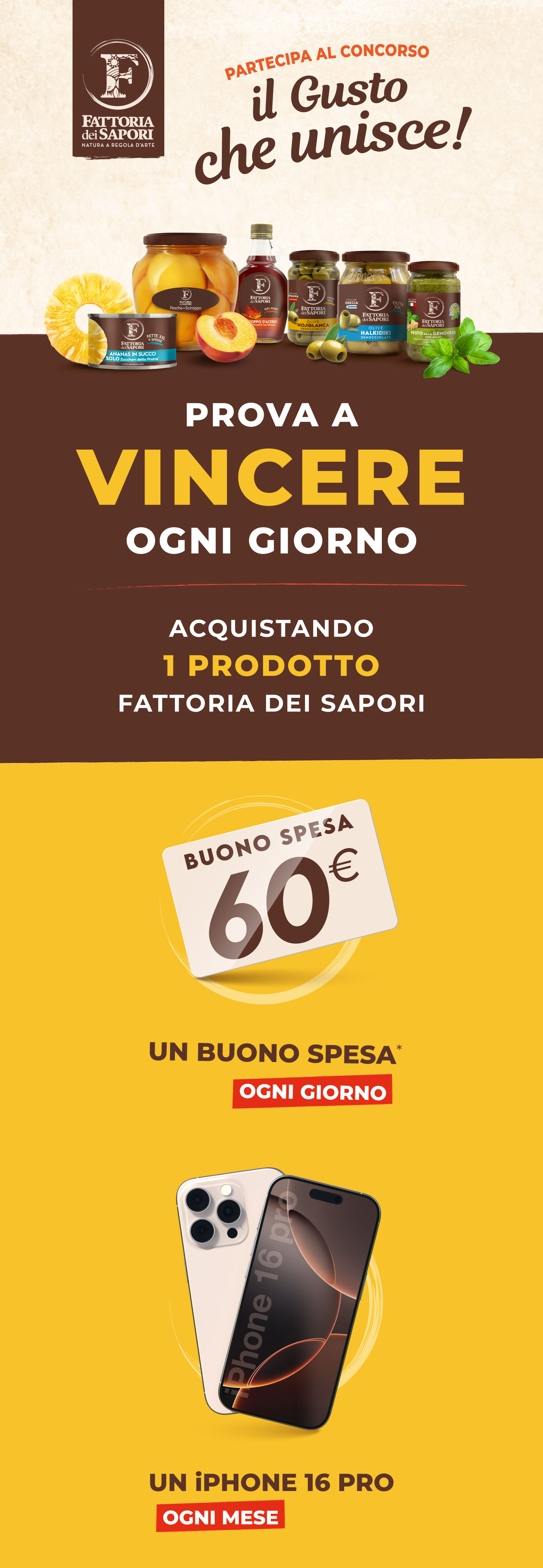 Partecipa al concorso Il Gusto che Unisce, prova a vincere buoni spesa da 60€ e iPhone 16 Pro versione mobile